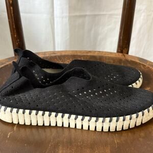 Ilse Jacobsen Hornbaek Black Tulip Slip On Perforated Loafers Sz 39 EUC Sneaker
